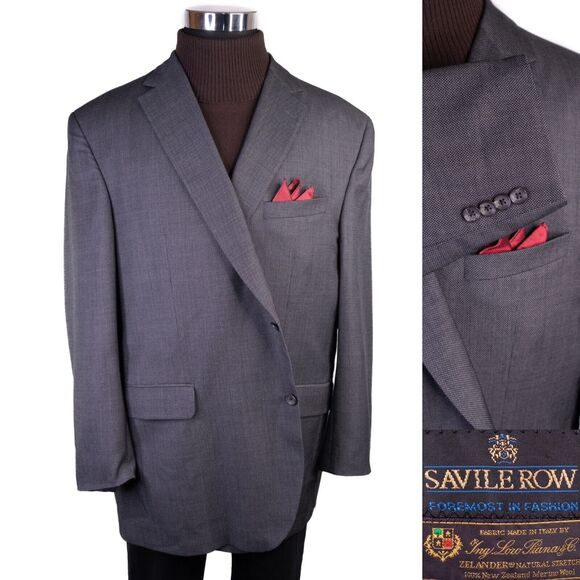 Savile Row Gray LORO PIANA blazer 100% WOOL jacket sport suit coat 48 L - Picture 1 of 16